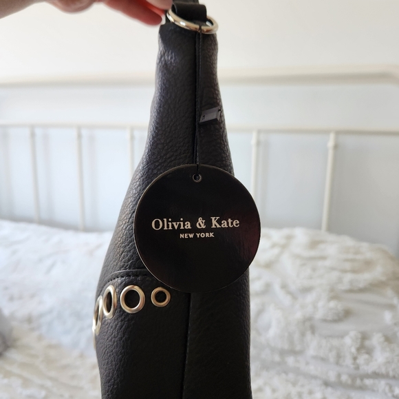 NWT Olivia and Kate New York Black Shoulder Bag.   Crossbody Strap included. - Picture 4 of 9